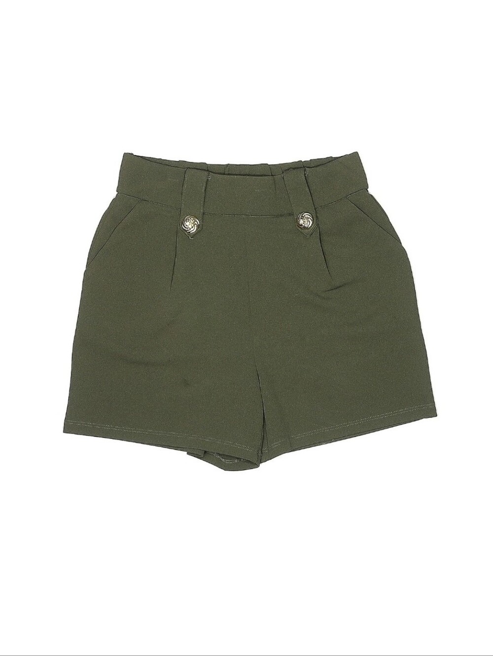 Only Olive High-Waist Short with Button Accents